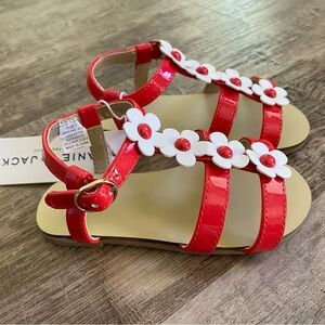Janie and Jack Red and White Floral Sandals
